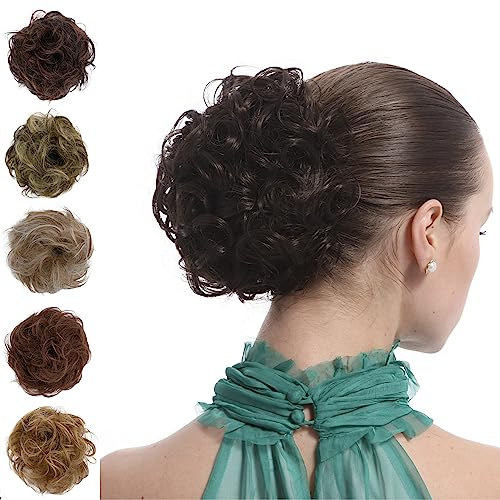 CAISHA 100% ECHTHAAR Haargummi Haarteil Haarverdichtung Zopf Haarband Haarschmuck Kupferbraun H312c