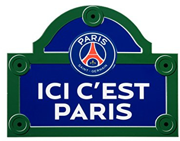PSG Ici C'est Paris Plaque de Rue Metal Multicolore 25 x 20 x 0,5 cm