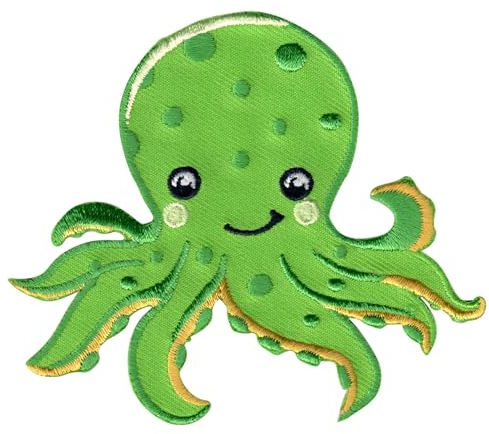 PatchMommy Krake Oktopus Patch Aufnäher Applikation zum Aufbügeln Bügelbild - für Kleidung Jeans Jacken Kinder Baby