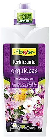 Flower - Fertilizante Líquido para Orquídeas 1000ml | Estimulante de Floración | Aumenta Defensas | Bajo en Sales | Vitamina K4, No Aplica Color, 10.5x6.2x28.5 cm, Abono Líquido
