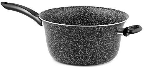 Home Paiolo Antiaderente con Manico, Pietra, Nero/Argento, 24 cm