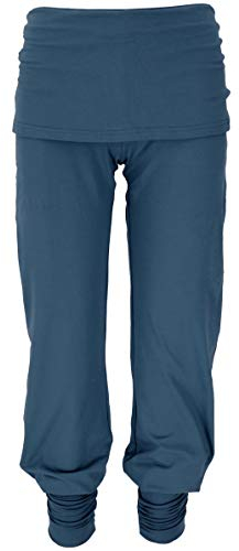 GURU SHOP Yoga-Hose mit Minirock in Bio-Qualität - Orion Blau, Damen, Baumwolle, Size:S