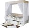 Himmelbett Marlies Massivholz Kiefer inkl.Tüll-Set Braun Weiß