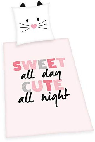 Herding YOUNG COLLECTION Bettwäsche-Set, Cute Girls Wendemotiv, Bettbezug 135 x 200 cm, Kopfkissenbezug 80 x 80 cm, Flanell/Biber