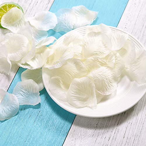 2000pcs Flower Petals Artificial Silk Rose Petals Romantic Decoration for Weddings Party Confetti Table Scatter Valentine's Day 5cm x 5cm – Ivory/Cream