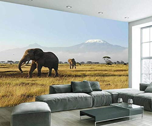 3D Photo Wallpaper Custom Living Room Mural Africa Grassland Elephant Scenery Picture TV Background Mural Wallpaper for Walls 3d400*280cm