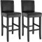 tectake® 2er Set Barhocker, Bistrohocker, Tresenhocker, Barhocker mit Lehne, gepolsterter Barstuhl, Bistrostuhl mit Fußstütze, Holz und Kunstleder, Stuhlbeine aus Massivholz, 107 cm hoch - schwarz