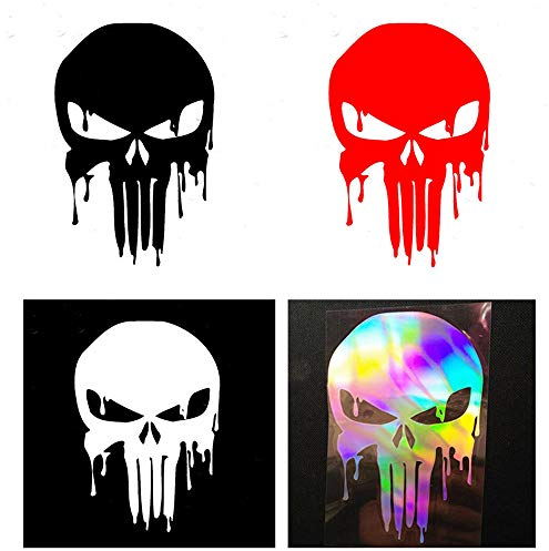 Autoaufkleber Geschnitzter Ghost Ghost Rider Punisher Blutender Schädel Lustiger Autoaufkleber Reflektierender Autoaufkleber 4er Pack