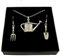 Smartbadge® Watering Can Pendant & Fork & Trowel Earrings Handmade In Pewter Boxed Gift Set+ 59mm Button Badge