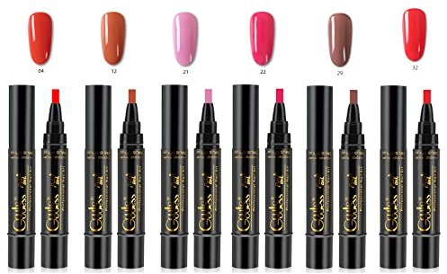 Anself Nagellackstift 6pcs 3 in 1UV-Farbe Gel UV-LED-Lampe einweichen Verfügbare Nail Art Tools Nagelkunst Farbgel-Set