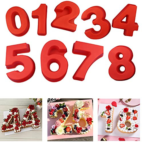 Stampi per torte in silicone a forma di numeri, 25,4 cm, grandi teglie 3D per compleanni e anniversari di matrimonio