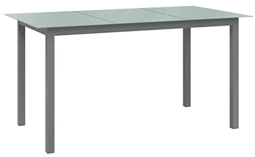 vidaXL Gartentisch Terrassentisch Gartenmöbel Esstisch Garten Tisch Balkontisch Glastisch Outdoor Hellgrau 150x90x74cm Aluminium Glas
