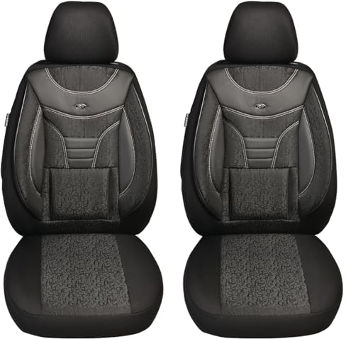 BREMER SITZBEZÜGE Maß Auto Schonbezüge kompatibel mit VW T5 Transporter Fahrer & Beifahrer Set ab 2003-2015 / Auto Sitzbezüge Schonbezug Set Autositzbezüge 2er Pack in Schwarz (909)