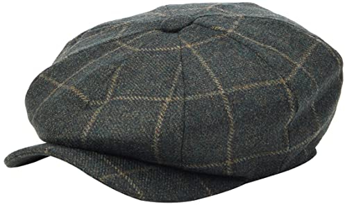 Hackett London Herren Bakerboy Windowpain Cap, Green (Green/Taupe), L