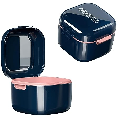 TSLBW Boîte de Rangemen Boite Appareil Dentaire avec Panier Boîte de Rangement Appareil Dentaire pour Le Stockage et l'immersion des protège-Dents et des Appareils Dentaires (Bleu)