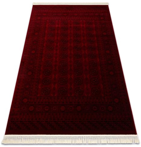 rugsx Orient 6889 Burgund Schwarz Teppich mit Fransen Wohnzimmer 150x230 cm