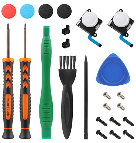 Joystick Replacement for Switch Lite, 25pcs Joystick Replacement for Joycon Including 3D Replacement Joystick Analog, Thumb Sticks Caps, Triwing & Cross Screwdriver, Brush for Repairing