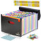 Heptazopy File Organiser, 26 Folders for Paperwork A4, 34 x 25 x 4 cm Document Organiser Quality PP, Flap & Elastic Cord Closure Comes with Labels, Tags & Sticker Card