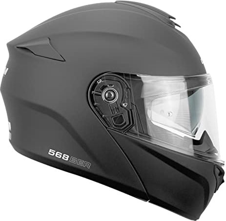 CGM Casco modular, 568A BER MONO Nero opaco, M (57-58cm)