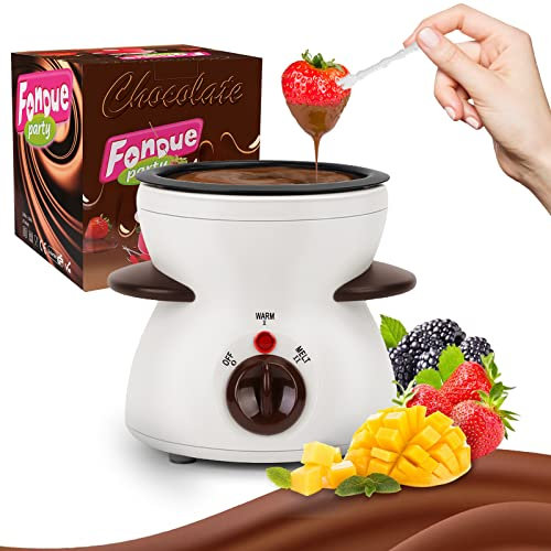OFFKITSLY Fondue Pot Set, Electric Mini Fondue Pot Set for Melting Chocolate, Cheese, Chocolate Tin, Fondue Maker, Machine with Dip Forks for Holiday, Birthday, Party, Gift