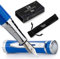 Wordsworth & Black Füllfederhalter-set, Mittlere Feder, Inklusive 24 Tintenpatronen, Tintennachfüllkonverter Und Geschenkbeutel, Chrom-finish, Kalligrafie, [Imperial Blue], Perfekt Für Männer Frauen