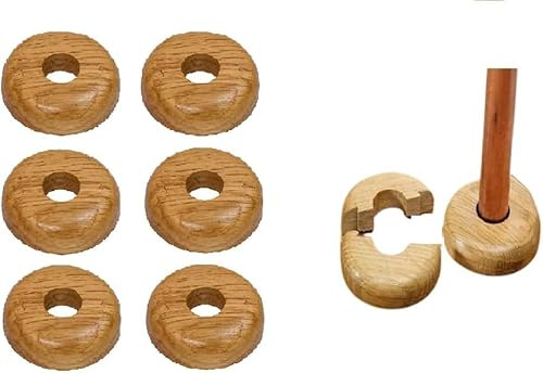 Be-Creative Oak Colour Wooden Radiator Pipe Collars 15mm Easy Split - Real Wood Radiator Pipe Covers (12)