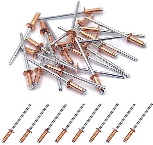 BESTYCHAO 25Pcs Red Copper Blind Rivets, Copper Flat Head Pop Rivets for Sheet Metal, Car, Railway and Furnitures 3mm x 11mm