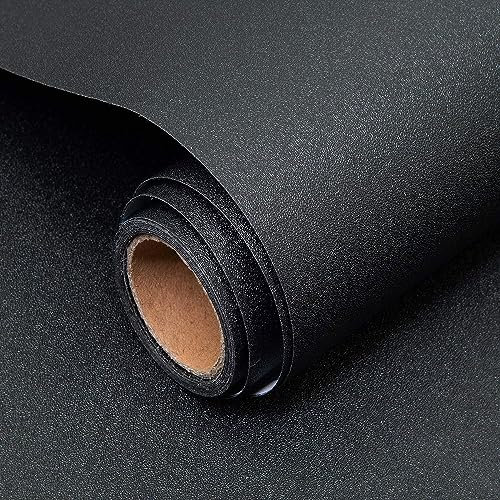 Decoroom Sticky Back Plastic Black Paper Self Adhesive 40X600cm Peel and Stick Wallpaper Vinyl Film Roll Covering Wardrobes Drawers Bedroom Living Room Removable DIY Refurbished Furniture Stickers