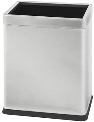 PROREGAL Doppelwandiger eckiger Edelstahl Papierkorb | 10 Liter, HxBxT 27,5x16,5x22,5cm | Silber
