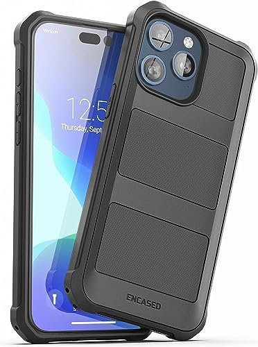 Encased Falcon Designed for iPhone 15 Pro Max Phone Case Compatible with MagSafe - Protective Shockproof Magnetic Case (Black)