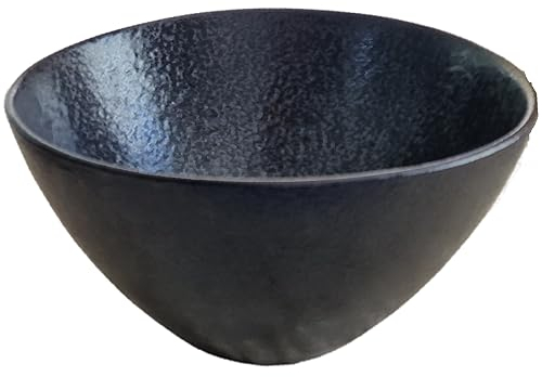 PintoCer - Saladier en céramique en grès, 26 cm, bol à salade de grande capacité, couleur : noir