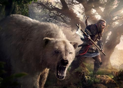 Displate - Poster aus Metall - Einfache Montage ohne Bohren - Assassin's Creed - Assassin's Creed Valhalla Key Arts - The Bear - Größe M - 32x45cm Matt