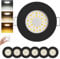 zexhy LED Einbaustrahler Dimmbar LED Spots 230v 5W Einbauleuchten IP44 Deckenspots Warmweiß 3000K Neutralweiß 4000K Kaltweiß 6000K Deckenstrahler für Wohnzimmer,Badezimmer,Küche 6er Set Schwarz-Matt