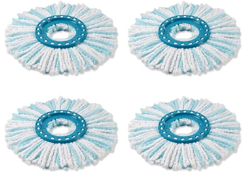 4 têtes de Rechange pour Clean Twist Disc Mop, Système de Tête de Balai à 2 Fibres, Microfibre Absorbante Convient pour Tous Les Types de Sols, Housse de Balai