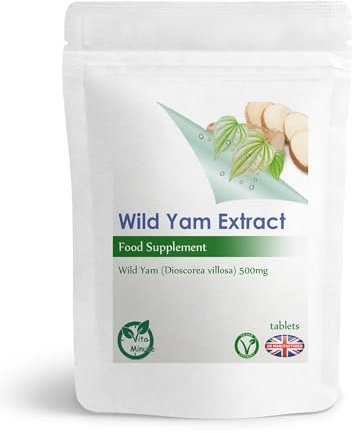 Wild Yam 500mg Tablets (Vegan) Menopause Support, Estrogens Properties, 16% Diosgenin (Pack of 30)