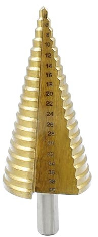 LDEXIN Step Drill Bit 1/8 to 1-9/16 High Speed Steel Step Drill Cone Bits for Metal, Heavy Duty Step Bit, Tri-Flat Shank (4mm - 40mm)