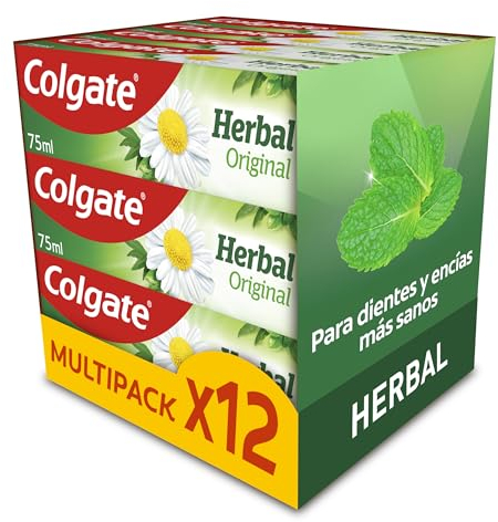 COLGATE Colgate Herbal Zahnpasta, 12 x 75 ml, Eukalyptus, fördert starke Zähne und gesundes Zahnfleisch dank Wirkstoffen und natürlichen Extrakten