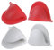 sourcing map 4pcs Mini Silicone Oven Mitts 110x85x70mm Small Heat Resistant Rubber Air Fryer Gloves for Kitchen Cooking and Baking, Red Grey