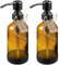 ALTGLAS Seifenspender 'Sarajevo' - Doppel Set Dusch Spender aus Braun Glas Flasche mit Silikon Untersetzer und 304 Edelstahl Pumpkopf in Matt-Schwarz (2 Stück a 250 ml)