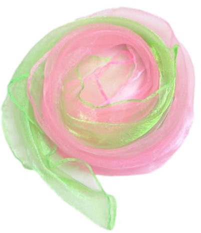 10 Stück Square Jongliertücher Seidentücher Chiffontücher 60cm,Zweifarbiger Performance Tanztücher,Gymnastiktücher Jonglier Tücher Schal für Jonglieren,Tanzen,Sensorisches,Tanztücher,Rosa Grün