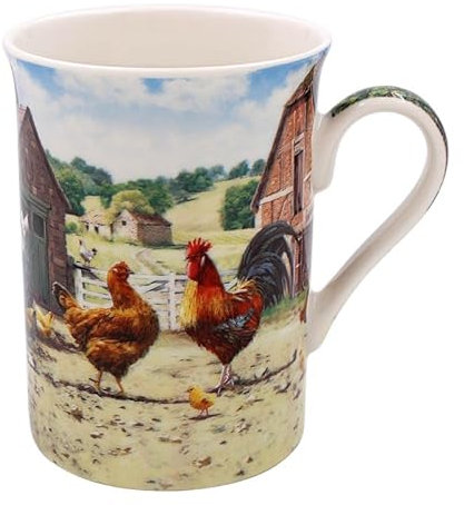 Lesser & Pavey Cockerel & Hen Mug | Ceramic Coffee Mugs for Home or Work | Premium Design Mug for All Occasions | Lovely Mugs for Tea, Coffee & Hot Drinks - Macneil Studios