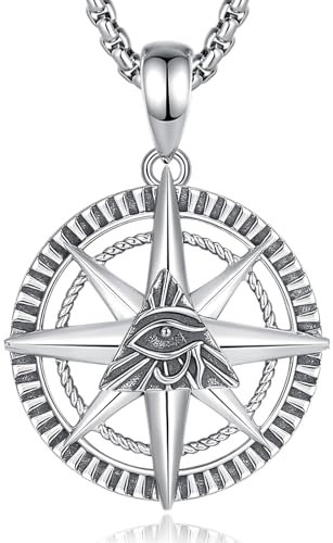 CELESTIA Kompass Kette Damen Sterling Silber Allsehende Auge Kompass Anhänger Glück Schmuck Reise Geschenke Frauen, Abschluss Geschenk, Schulabschluss Geschenk für Sie