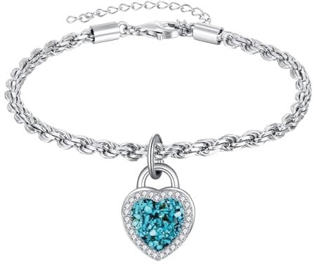 ONEFINITY Lock Turquoise Urns Bracelet for Ashes Lock of Love Heart Clasp Charms Urn Ashes Bracelet 925 Sterling Silver Cremation Keepsake Jewellery for Women Girls