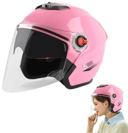 Adult Motorcycle Helmet, Open Face Motorcycle Helmet, 3/4 Moped Helmets for Adult Women Men, Motorbike Crash Helmet, Motorcycle Helmets with Visor for Scooter