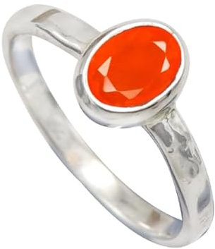 JEWELFORCE 925 Sterling Silber Karneol Edelstein Ring Herren Damen Stein Band Ring Alle Größen Ring Handgefertigter Schmuck JSR-1080AF_62 (19.7)