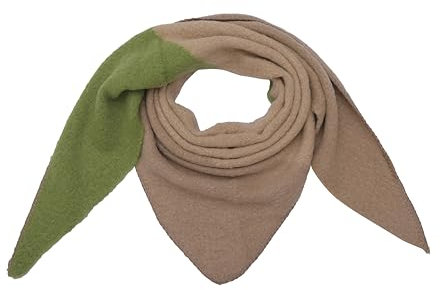 stylx Damen Schal XXL Dreieck Schal flauschig schal-tuch damen dicker dreieckstuch groß Wolle 3 FARBIG Farben kuschelig (schlamm/grün)