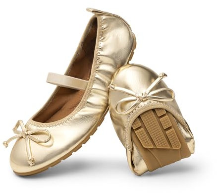 DREAM PAIRS Scarpe Basse Ballerina per Bambine Eleganti Comode Leggere Mary Jane per Bambine,Size 36,Oro,KKUMFA2502