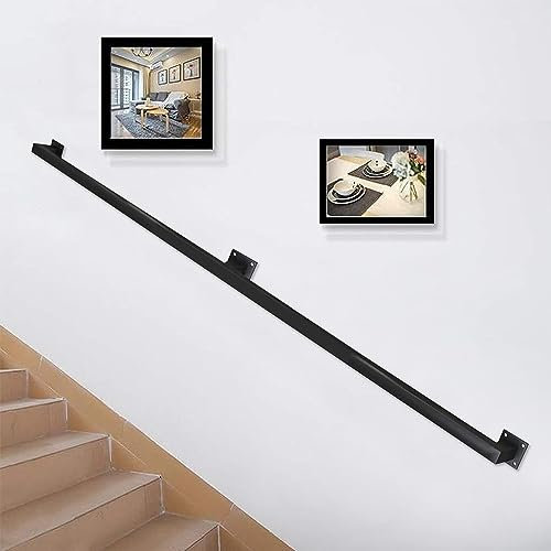 Pasamanos de escalera moderno, pasamanos de seguridad, barandilla de pared de 3 metros, barandilla de tubo de hierro forjado de metal negro industrial antideslizante para escaleras interiore