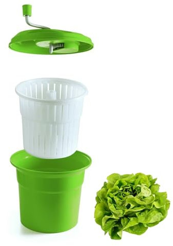 Essoreuse à Salade 25L Professionnelle - Essorage Manuel Efficace - Plastique Résistant - Vert - Dimensions 42 x 52 cm