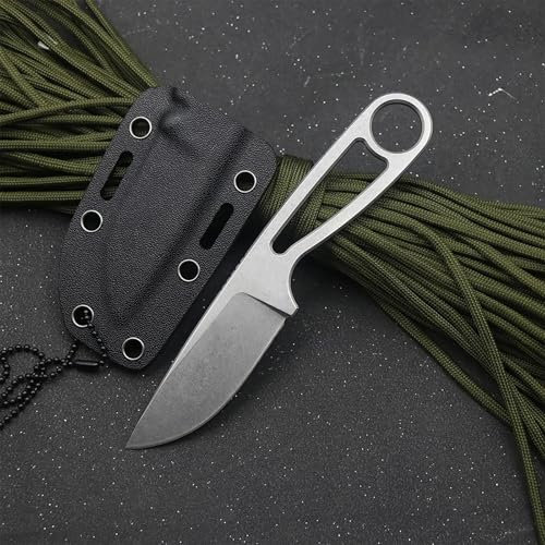 Gürtelmesser klein mit Sheath Lanyard – 7cm Feststehende Klinge Messer Outdoor, Ideal Tragbar EDC Messer für die Erkundung, Full Tang Jagdmesser für Camping Wandern Abenteuer